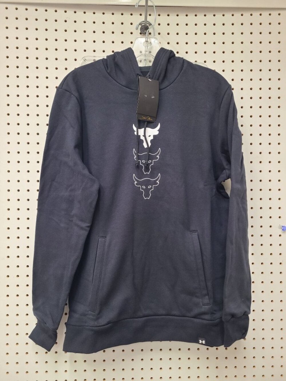 Under Armour Mens Project Rock Rival Fleece Hoodie Loose Fit Small Black